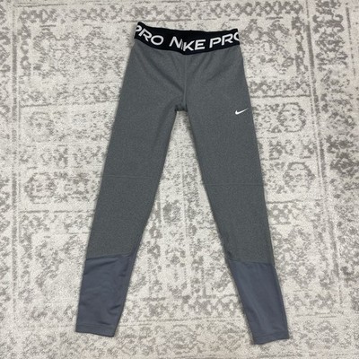 Nike Pro Dri Fit Leggings Big Girls' Training Carbon Heather Youth Size XL
