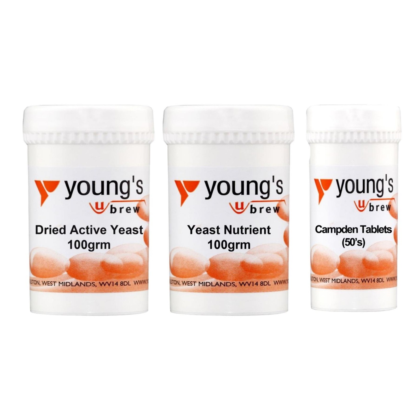 Young's 100g Dried Active Yeast, 100g Yeast Nutrient, Campden Tablets Homebrew