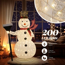 5FT Pop up Lighted Snowman with Broom for Xmas Yard Decor Christmas Decorations