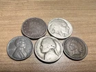 Cheap US Coin Type Set Lot: Steel, Indian Head Cent, Buffalo, War, and V Nickel