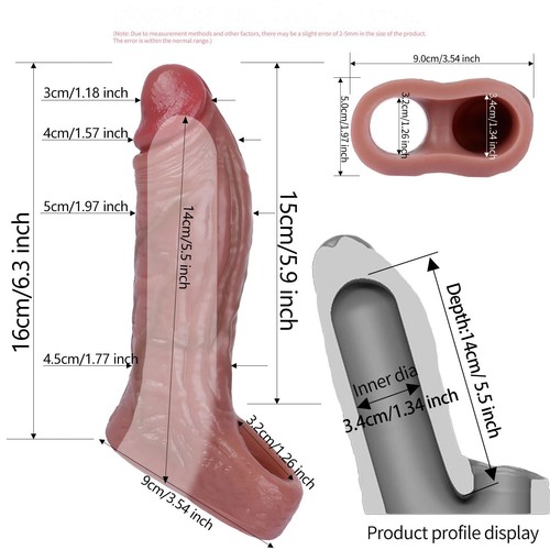 Extensor de pene potenciador de la circunferencia - funda manga realista condón masculino grande reutilizable - Imagen 2 de 16