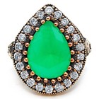 Ottoman 12CT Heat Treated Green Tourmaline 925 Sterling Silver Ring Sz 6.5 H1-8 — photo 1