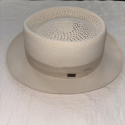 Vintage Dobbs Bishop Boater Straw Hat 7 1/8 Oval 72 Beige Florentine Milan NEW