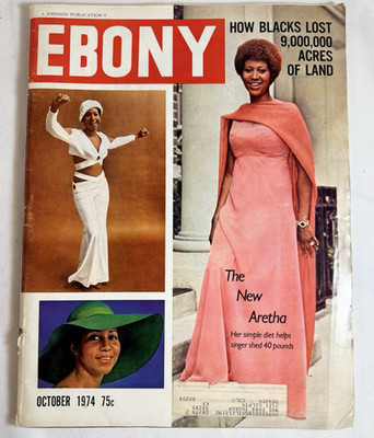 October 1974 EBONY MAGAZINE - THE NEW ARETHA FRANKLIN Cover, Ray Charles