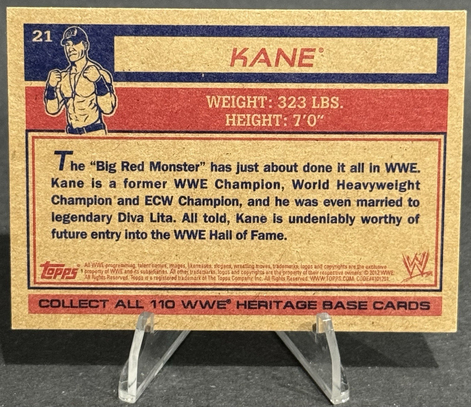 2012 Topps WWE #21 Kane Heritage Autographs view 2