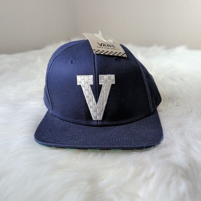 Vans Snap Back Hat Navy Blue Adjustable V Embroidered