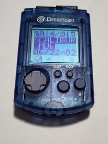 Sega Dreamcast VMU HKT-7000 Visual Memory Unit Transparent Blue Tested Works OEM