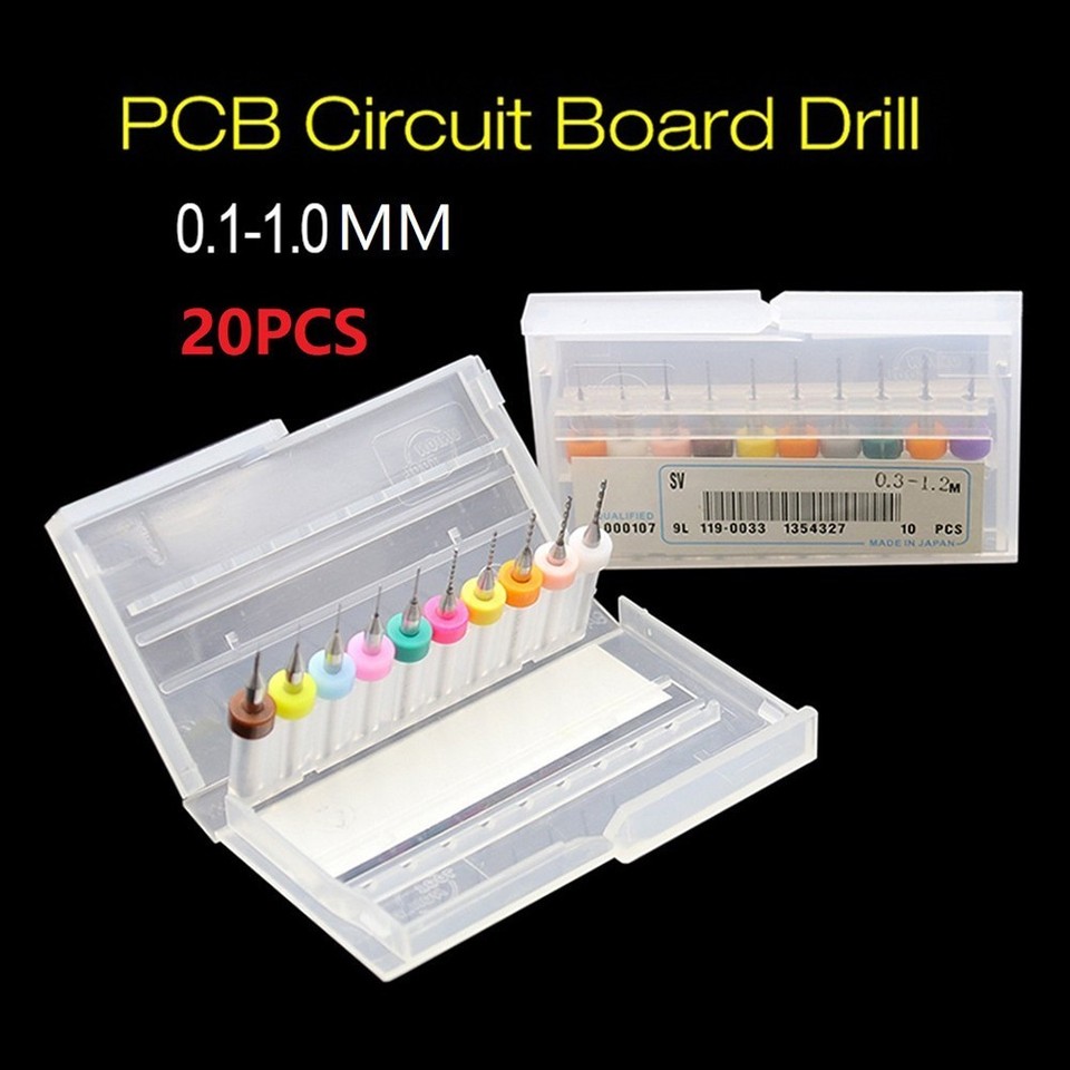 20 Piece Ultra Fine Drill Bits Set for Circuit Mini Board Print Carbide ...