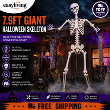 7.9ft Giant Halloween Skeleton Full Body Posable Joints Large Haunted House Deco