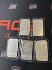 (5) Bar Lot Vintage 1 Troy Oz .999 Fine Silver National Refiners Sealed 5oz