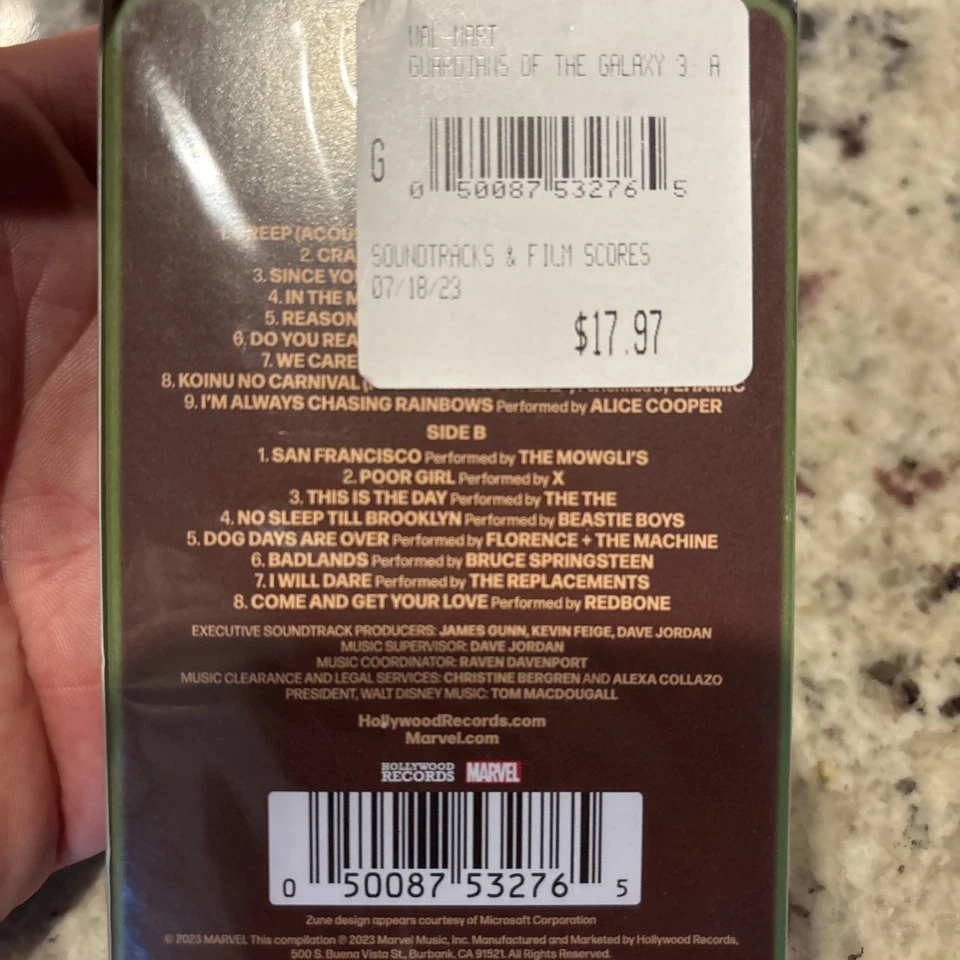 Guardians Of The Galaxy OOP Awesome Mix Vol 3 Groot Walmart Gold Cassette NEW - Image 2 of 2