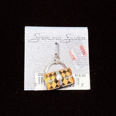 Vintage JEZLAINE Sterling Silver Hand Bag Purse Charm Pendant Rare .925 NOS