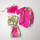 Vtg 1993 Hollywood Hair Barbie Deluxe Hot Pink Gold Clothes Outfit 4 piece set