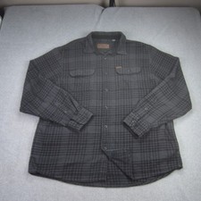 ORVIS Shirt Mens XXL Gray Black Plaid Flannel Long Sleeve Button Up Heavyweight