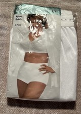 Underscore Nylon Briefs Panties L/ Pack of 3 Granny Panties Vintage. White