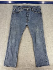 Levis 501 Jeans Men's 36x32 Blue Medium Wash Denim Button Fly Straight Leg
