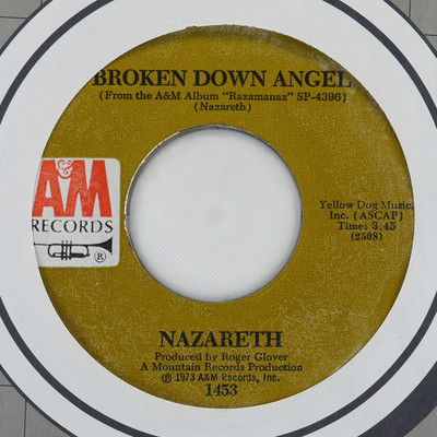 NAZARETH Broken Down Angel A&M RECORDS 1453 NM 45 7''  Hard Rock