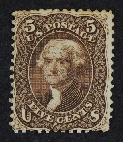 CKStamps: US Stamps Collection Scott#76 5c Jefferson Mint HR OG Spot Thin $1400