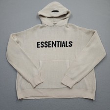 Essentials Fear of God Hoodie Mens Medium Beige Heavy Knit Pullover Sweater