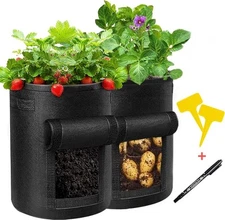 2-Pack Premium 10-Gallon Potato Grow Bags with Access Flap and Ventilation Holes