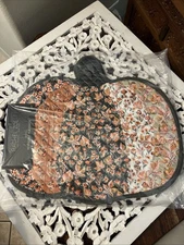 Rachel Zoe Pumpkin Quilted Placemat SET Ditsy Floral Thanksgiving Pastels NEW