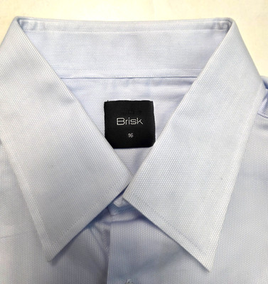 NWOT Brisk Oxford Cotton Button Down Dress Shirt Men's LARGE L 16 Light Blue