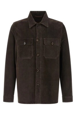 MOORER Klaus Brown Suede Overshirt New & Authentic