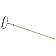 Bow Rake Steel Head 16 Tine Wood Handle 60 in Landscaping Heavy Duty Farm Garden