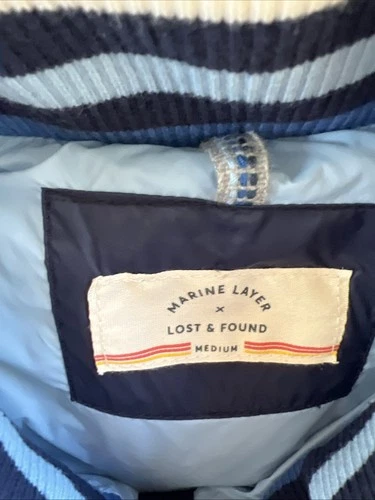 Marine Layer x Lost & Found Sz Medium Whistler Puffer Vest Blue Colorblock Down image 3