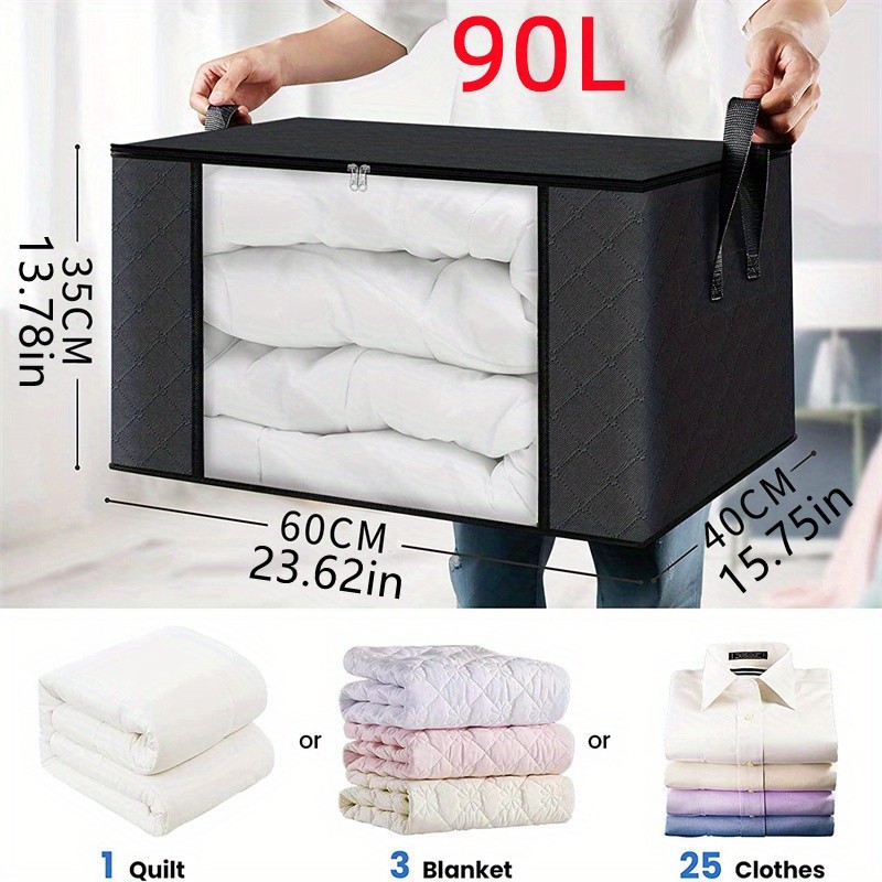 4Pcs 90L Fabric Storage Bins Clear Window Collapsible Organizer Box for ...