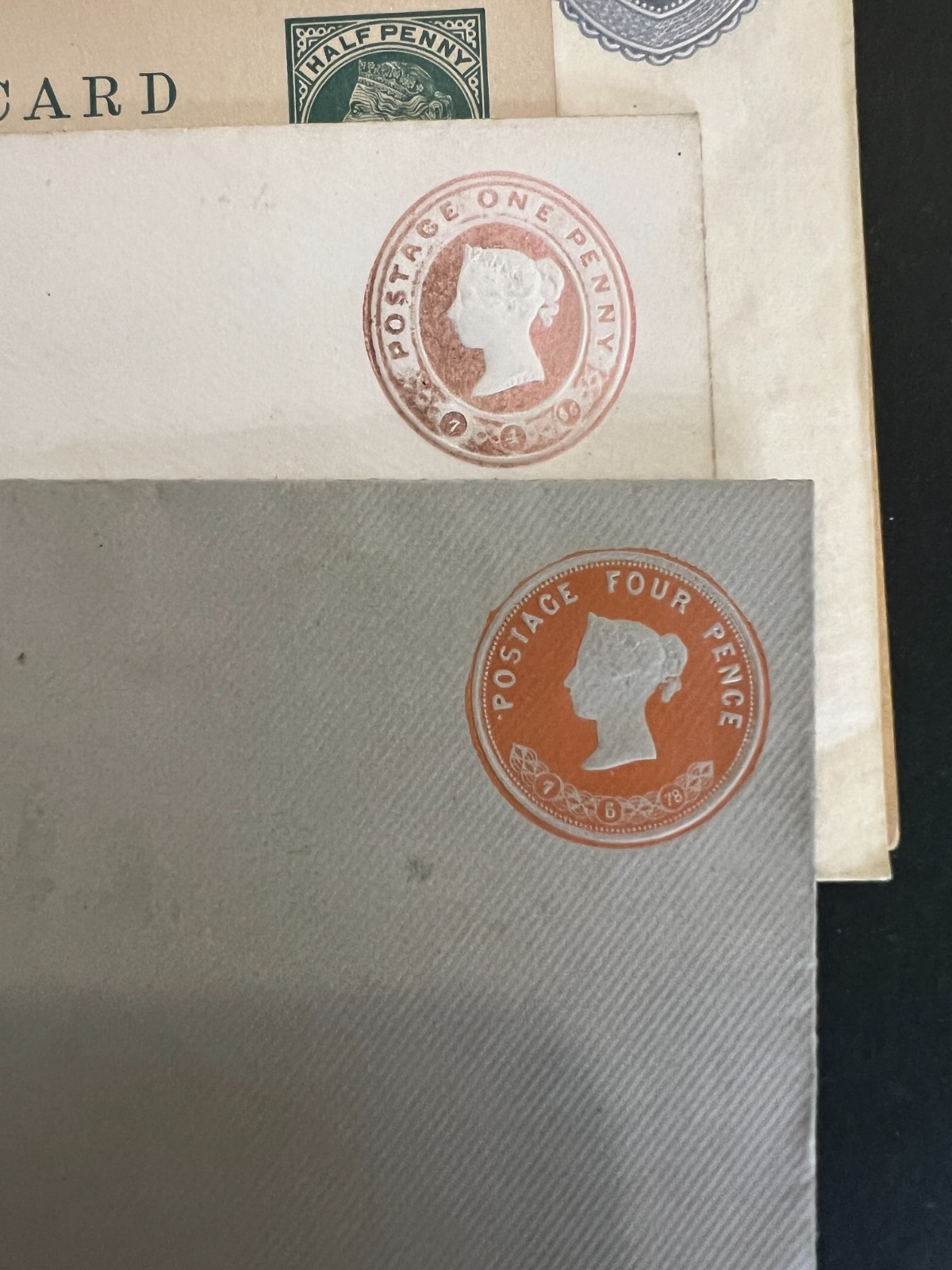 GB QV Postal Stationery Cards & Covers Mint/Unused 4d 1/2d Green, 1d Brown etc