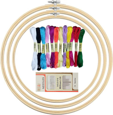 Holz Stickrahmen Set für Kreuzstich - 10 15 20cm, 12 Farben, inkl Nadeln