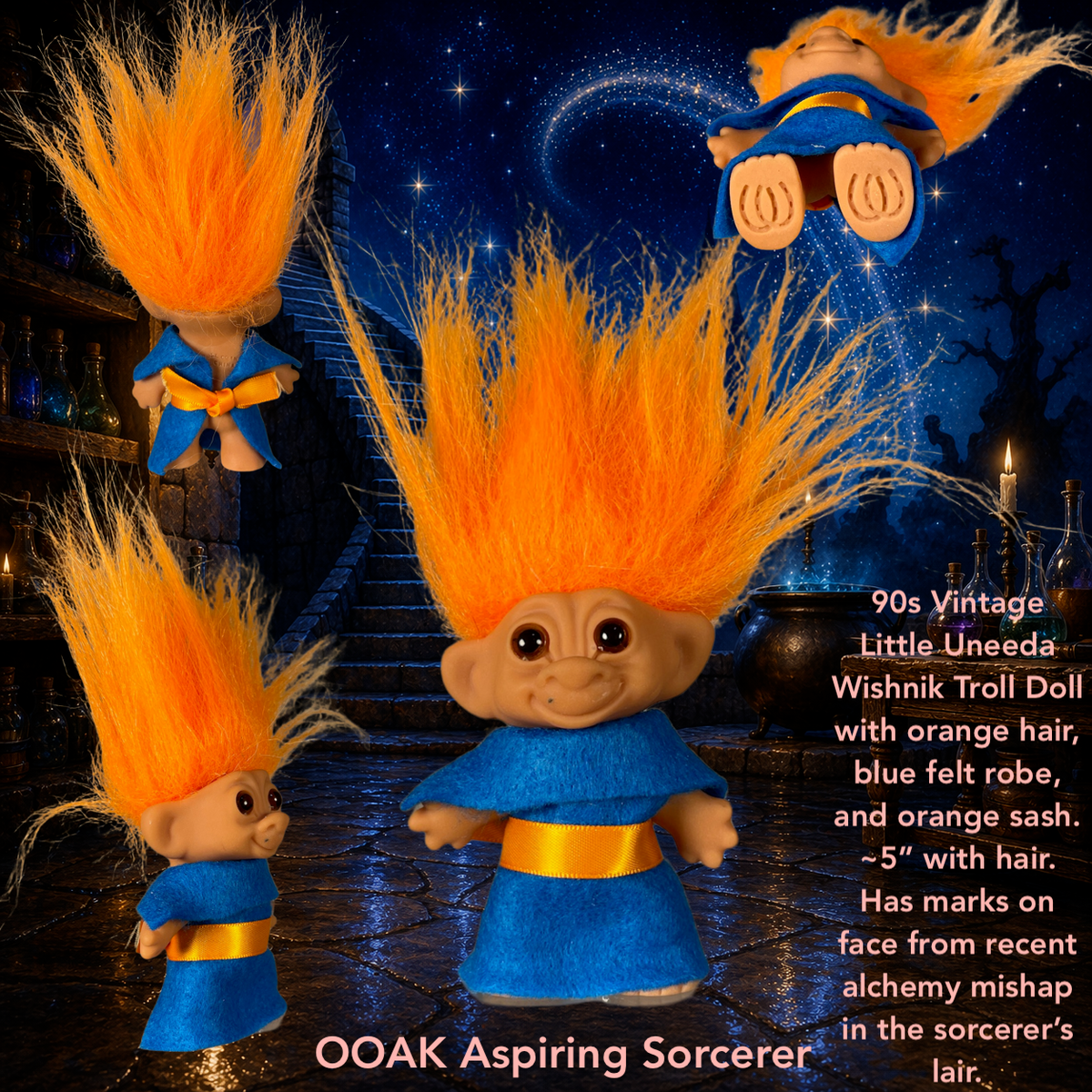 o. friulana 90s vintage トータスシェル キャットアイ Little OOAK 90s Vintage Uneeda Wishnik Troll Doll Aspiring