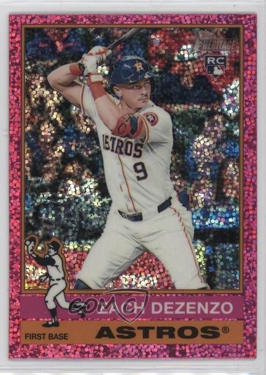 2025 Topps Heritage Chrome Pink Sparkle Refractor Zach Dezenzo Rookie RC 00jz