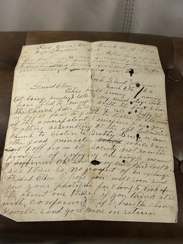 Civil War Letter Rock Island Soldier Named Signed March 1864 Original