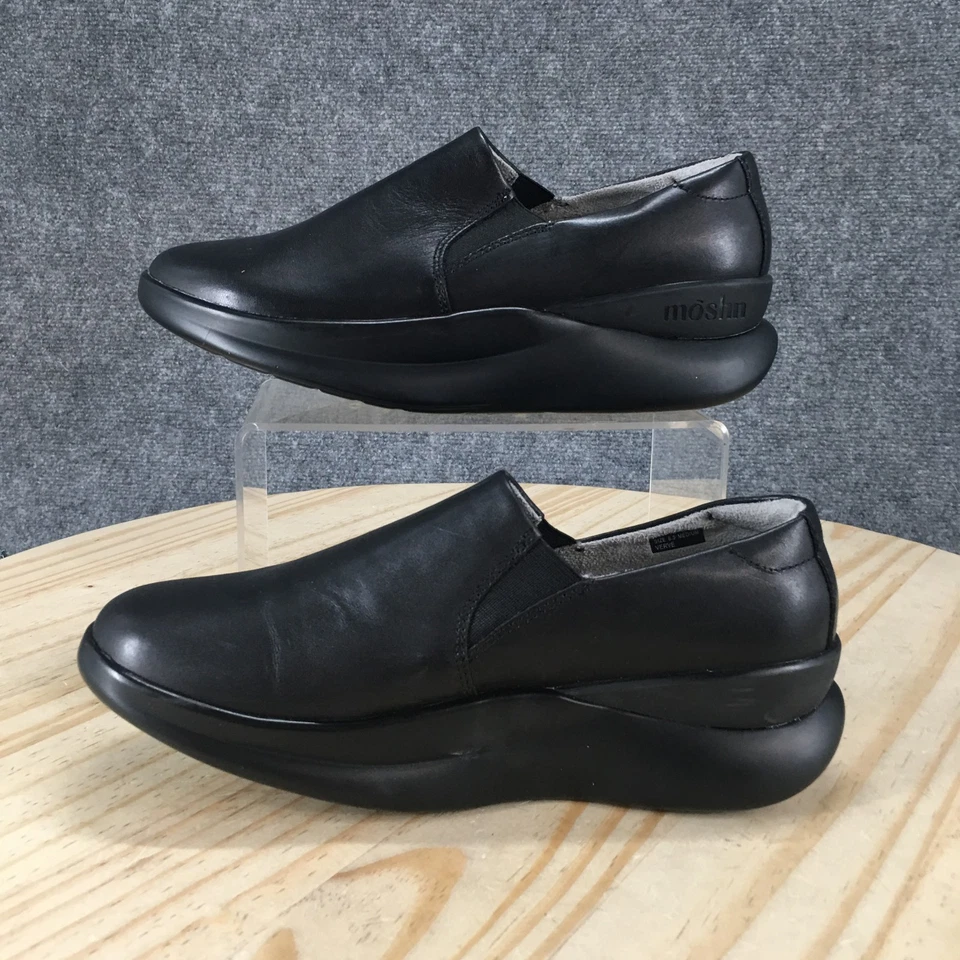 Moshn by Klogs Zapatos Mujer 6.5M Verve Zuecos Cuero Negro Cuña Sin Cordones Bajo Foto 2 de 4