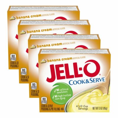 Jell-O Instant Pudding & Pie Filling, Banana Cream, 3.4-Ounce Box (Pack of 4)