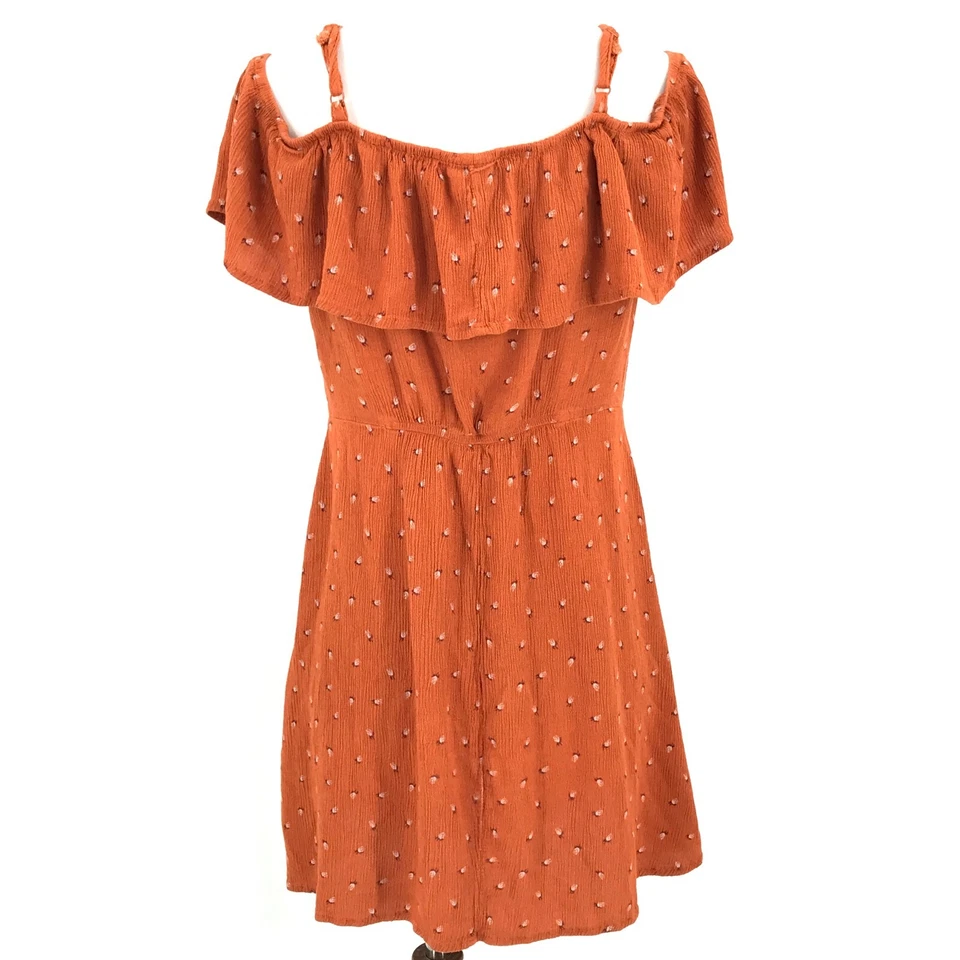 Vestido de mujer Mossimo Medium Naranja Vestido camisero con botones frontales Volantes Ajustable Foto 2 de 4