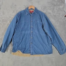Wrangler Shirt Jacket Mens Large Blue Sherpa Lined Outdoors Gorpcore Cabincore