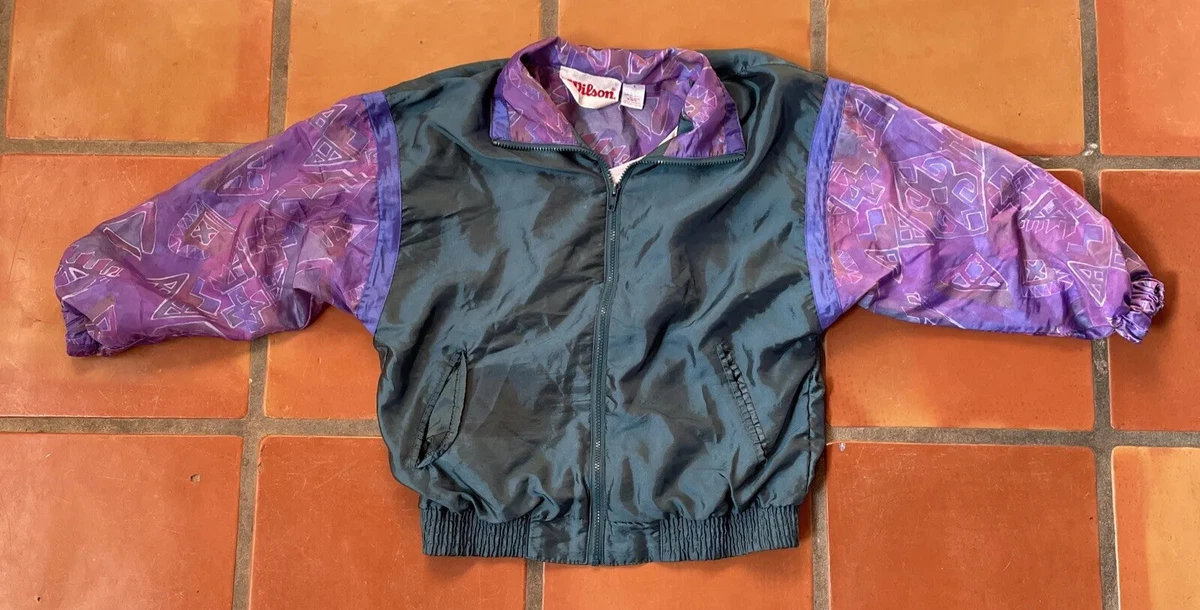 Sweat Wilson Vintage Années 80 – Gris Bruyère, Col V Bleu, Manches Longues, Taille M, Original