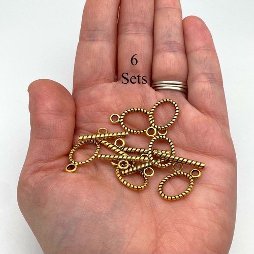 Sets Of Gold Color Oval Rope Like Base Metal Toggle Clasps(3 Variations)(MCL30) - Picture 5 of 12
