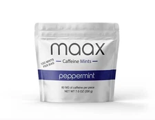 Maax Caffeine Energy Mints | 80mg of caffeine per piece | Peppermint | 100 to...