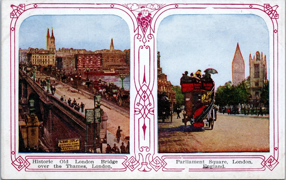 Old London Bridge & Parliament Square London England UK 89 Postcard - Image 3 of 3