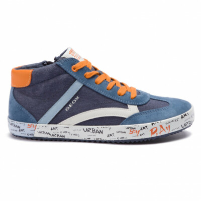 Geox Kid's Alonisso High Top Navy/Dk Orange Trainers J922CG 01022
