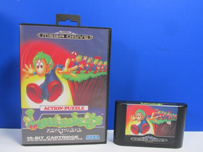 vintage SEGA MEGA DRIVE LEMMINGS VIDEO GAME boxed NO MANUAL