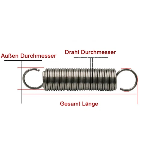 Stahl Zugfeder Spannfeder Wählbar Draht 2mm Φ 10-22mm Länge 50-500mm Heimwerker - Bild 7 von 7