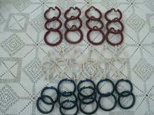 SHOWER CURTAIN RINGS-Hooks --83 Pcs/7 Sets---5 Asst Colors Styles---New/Used