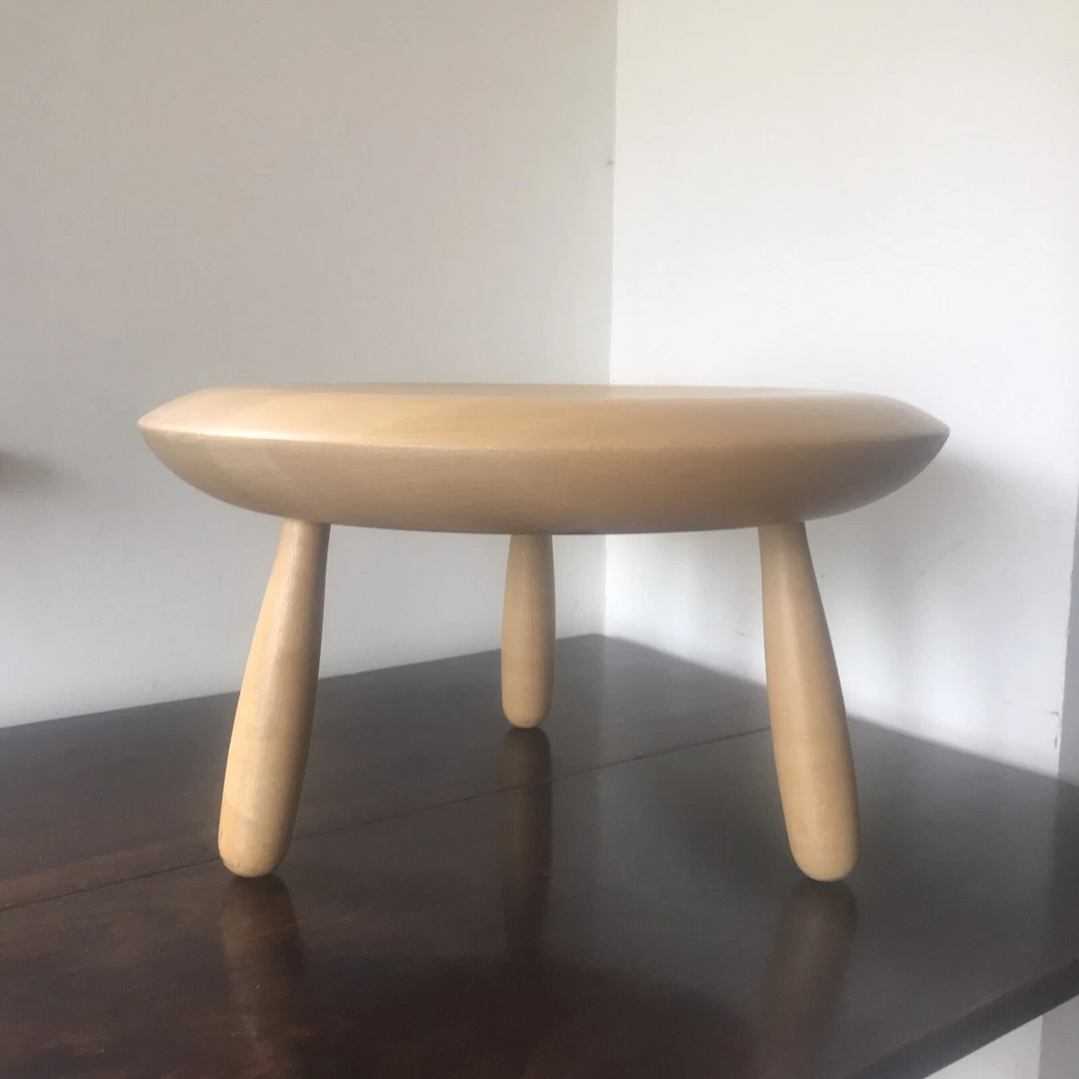 Vintage Christian Hallerod for Ikea Solid Birch Wooden Wide Stool
