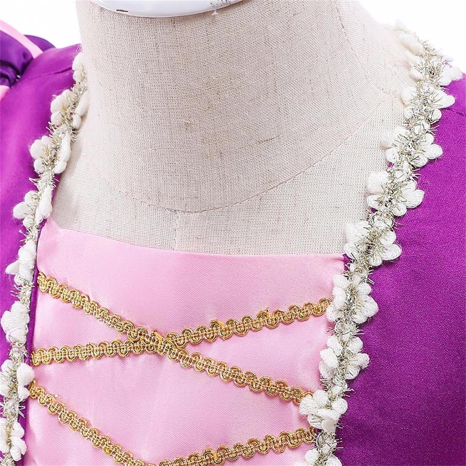 Girls Rapunzel Dress Up Set Princess Costume & Accessories for Party Birthday - Image 3 of 4