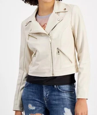 Chaqueta de moto Guess de cuero sintético para mujer talla M - Imagen 1 de 3